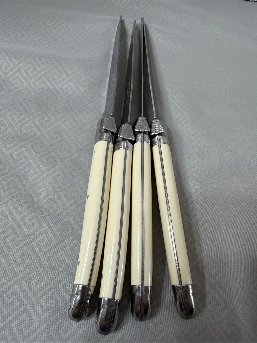 Set of 4 Geniune Laguiole Steak Knives Ivory Colored Handle Made Thiers France